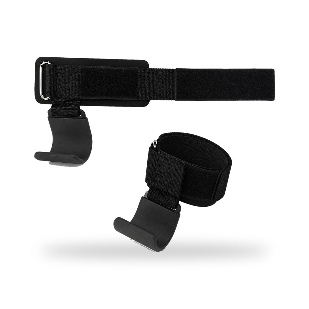 Limberoo lifting hooks: slim velcro wrist straps with thin black steel hooks