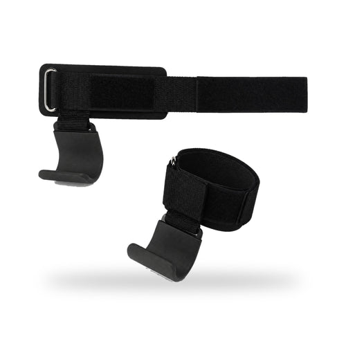 Limberoo lifting hooks: slim velcro wrist straps with thin black steel hooks