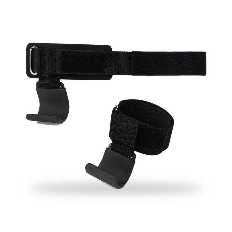 Limberoo lifting hooks: slim velcro wrist straps with thin black steel hooks