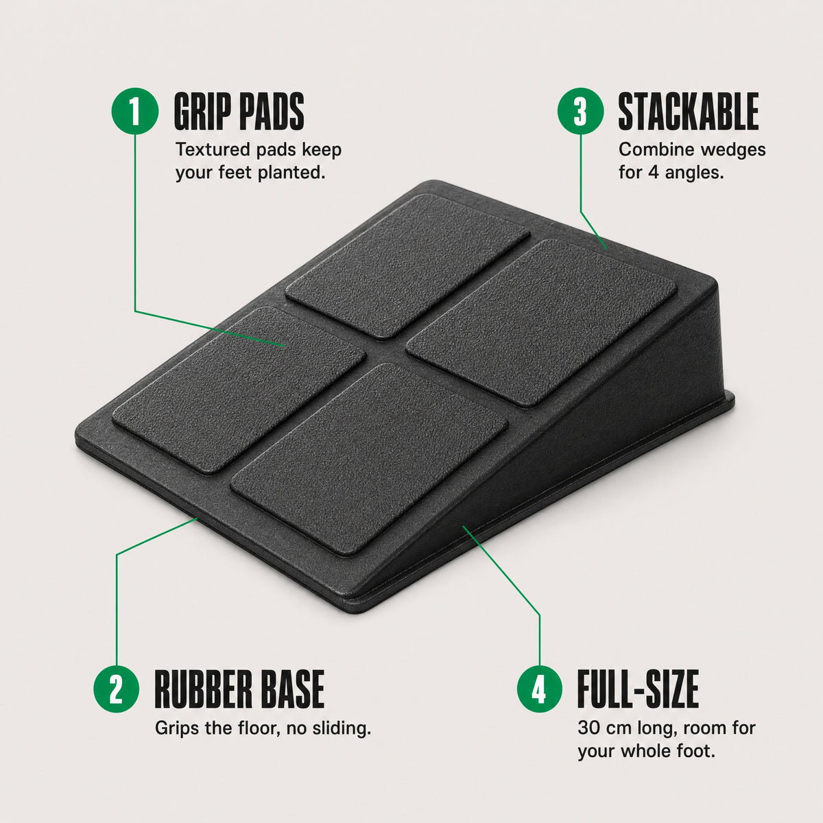 Grip pads, rubber base, stackable, full-size