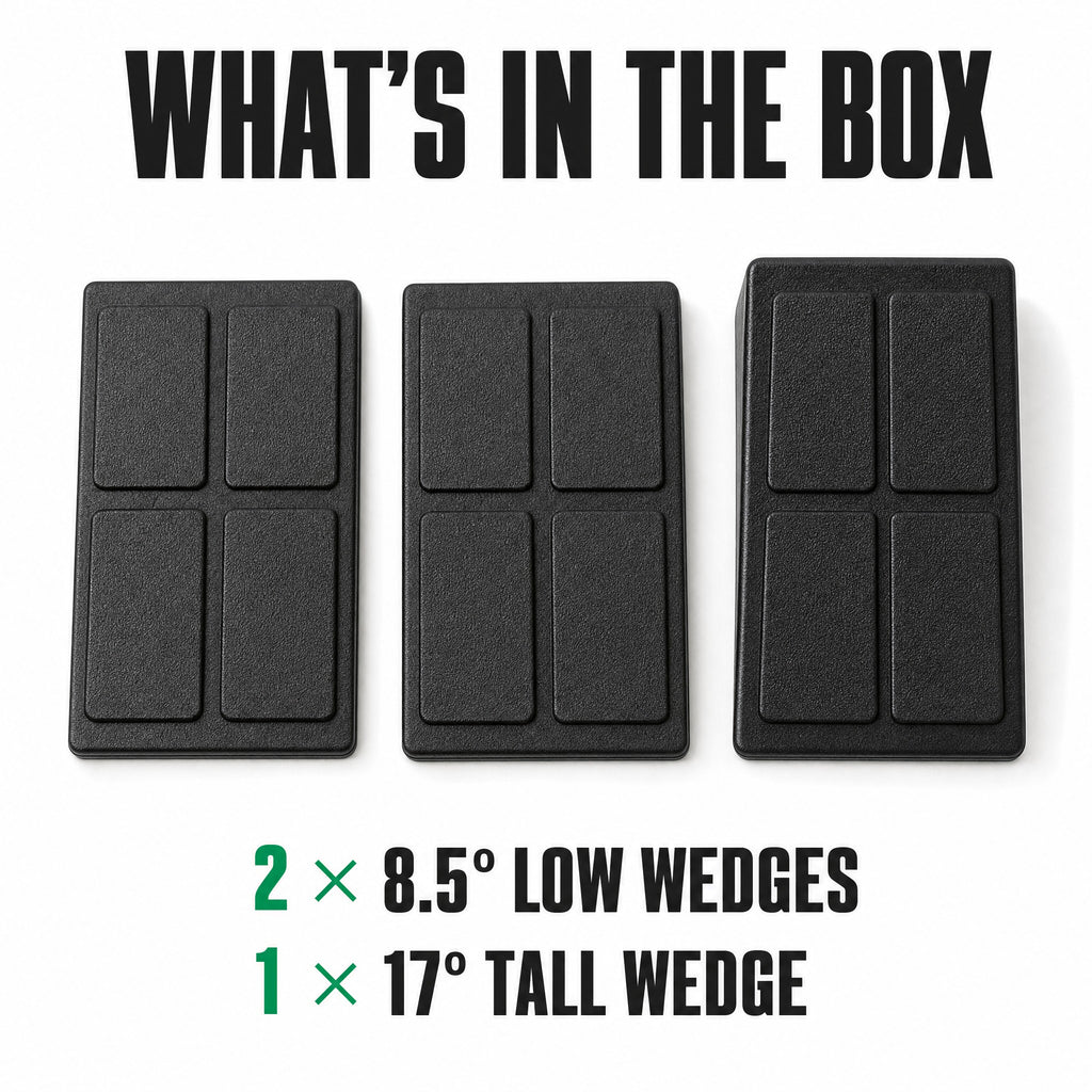 What's in the box: two low wedges and one tall wedge